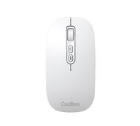 CoolBox W02 Ratón Inalámbrico Silencioso con Botón IA, Recargable, Ambidiestro, Triple Conexión Inalámbrica BT3.0, BT5.0 y 2.4Ghz, dpi Ajustable. Mouse Inalámbrico para Portátil,PC,Mac,Apple. Blanco