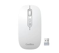 CoolBox W02 Ratón Inalámbrico Silencioso con Botón IA, Recargable, Ambidiestro, Triple Conexión Inalámbrica BT3.0, BT5.0 y 2.4Ghz, dpi Ajustable. Mouse Inalámbrico para Portátil,PC,Mac,Apple. Blanco