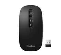 CoolBox W02 Ratón Inalámbrico Silencioso con Botón IA, Recargable, Ambidiestro, Triple Conexión Inalámbrica BT3.0, BT5.0 y 2.4Ghz, dpi Ajustable. Mouse Inalámbrico para Portátil,PC,Mac,Apple. Negro