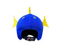 COOLCASC Funda para Casco Pez Azul - Compatible con Casco de Bici, Esquí y Skate - Niños y Adultos - Talla Única - Diseño Divertido