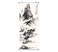 CoolChange Cuadro en tinta asiática Kakemono | Cuadro enrollable de tela 100 x 40 cm | Pueblo chino