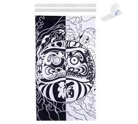 CoolChange Daruma japonés cortina para puerta, 85 x 150 cm, puerta Noren de tela, color negro y blanco