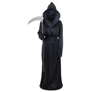 CoolChange Disfraz de Halloween para adultos | Abrigo de muerte con guadaña | Cara oculta