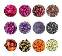 CoolCrafts 12 Tipos de Flores Secas Naturales Flores Secas para Decorar Bomba de Baño Velas Jabones, Lavanda Seca, Rosa Seca, Jazmín Secas