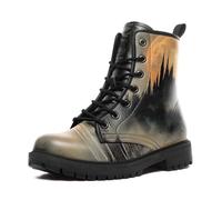coolcustomize Botas de combate góticas para mujeres y hombres - Punk Rock con cordones y tacón grueso, botas de cuero vegano, impermeables, botas de trabajo negras, Negro Caqui, 43.5 EU