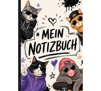 Coole Katzen Notizbuch A5 gepunktet von SVALAprint | 144 Seiten | Perfekt als Tagebuch, Bullet Journal, Skizzenbuch oder als Geschenk für coole Katzenliebhaberinnen
