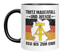 Coole Ossi Taza - A pesar de la caída del muro y la vuelta - Ossi hasta el final - Taza divertida de Alemania Oriental - Idea de regalo para mujeres y hombres - Negro