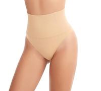 COOLEAD Faja Tanga Reductoras sin Costuras - Cintura Alta, Braguita Moldeadora para Mujer - Body Shaper Tanga Braguitas (M, Beige)