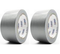 Cooleben Cinta adhesiva universal de tela, resistente al agua, para aplicaciones como marcar, sellar, paquetes, 1 rollo (plata, 48 mm x 50 m) (Paquete de 2)