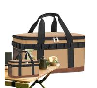 Cooler Bag - 39.5x25.5x21cm Oxford Cloth Thermal Insulation Bag, Khaki/Green | Cooler Tote | Portable Lunch Box Carrier For Camping, Beach, Fishing, Picnics & Road Trips