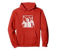 Cooler Demon mit Hörner Der Tot Hoodie Der Tod Tshirt Teufel Sudadera con Capucha, Unisex para Adultos, Rojo, L