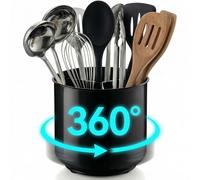 Cooler Kitchen Soporte giratorio extra grande y resistente para utensilios de cocina con base pesada sin punta e inserto de agarre, a prueba de óxido y apto para lavavajillas