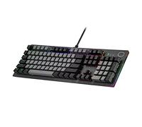 Cooler Master CK352 - Teclado mecánico completo para PC para juegos, interruptores azules de clic, iluminación RGB personalizable y barras de luz, parte superior de aluminio arenado, esquema de teclas