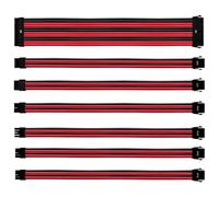 Cooler Master Kit de Cables de Extensión PVC PSU, 16AWG Funda PVC 3 Capas, ATX Compatible Conectores Universales, Largo 30cm, Admite Conectores Fuente de Alimentación GPU & CPU Gama Alta, Rojo/Negro