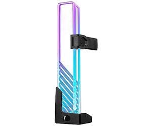 Cooler Master MasterAccessory - Soporte de GPU ARGB, vidrio templado ARGB iluminado en los bordes, soporte universal para GPU, múltiples orientaciones