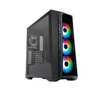 Cooler Master MasterBox 520 Caja PC - Media Torre ATX, 4 Ventiladores Preinstalados, Múltiples Configuraciones de Flujo de Aire, Panel Frontal y Lateral de Vidrio Templado, Controlador ARGB - Negro