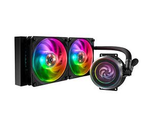Cooler Master MasterLiquid ML240P Mirage Refrigerador de líquido todo en uno, AIO, radiador de 240 mm, 2 ventiladores PWM SF120R ARGB de 120 mm, bomba transparente RGB