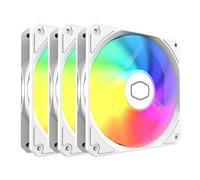 Cooler Master MF120 Lite - Caja de PC blanca | Enfriador líquido | Paquete de 3 ventiladores enfriadores de aire, iluminación aRGB de 120 mm, divisor aRGB, PWM dinámico de 1,750 RPM, cuchillas de