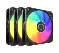 Cooler Master MF120 Lite Case|Enfriador líquido|Paquete de 3 ventiladores, iluminación aRGB de 120 mm, divisor aRGB, PWM dinámico 1,750 RPM, cuchillas de equilibrio de aire, híbrido | Marco PBT