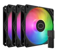Cooler Master SickleFlow Edge 120 ARGB - Kit de 3 Ventiladores 120mm (690~2500 RPM, PWM), Alto Flujo de Aire (70,7 CFM) y Presión Estática (3,61 mmH2O), ARGB Gen2, Controlador LED, 32,8dBA Máx - Negro