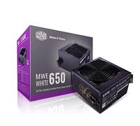 Cooler Master MWE 650 Fuente de alimentación blanca 650 W 80+ blanca con ventilador silencioso de 120 mm, rieles simples + 12 V, cables planos negros