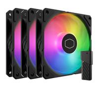 Cooler Master SickleFlow Edge 120 ARGB - Kit de 3 Ventiladores 120mm (690~2500 RPM, PWM), Alto Flujo de Aire (70,7 CFM) y Presión Estática (3,61 mmH2O), ARGB Gen2, Controlador LED, 32,8dBA Máx - Negro