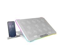 Cooler Pad - Base refrigerante para notebooks, diseño Blanco, iluminación A-RGB, Ventiladores silenciosos, Materiales Resistentes, Compatible con Varios tamaños.* #*