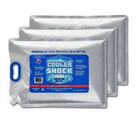 Cooler Shock Paquetes de hielo reutilizables para enfriador, paquetes de congelador de larga duración con asa integrada, tamaño grande, paquete de 3