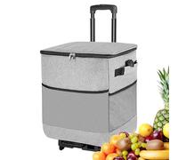 Cooler with Wheels, 95.5x35x28cm Compact Cooler Smart Cart with Wheels, Portable Wheeled Insulated Box Cart For Travel Road Fishing Lunch Picnic Party Trip Patio Beach Camping Adventure