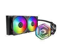 CoolerMaster MasterLiquid 240 Atmos ARGB Enfriador líquido AIO de bucle cerrado, bomba personalizada, ventiladores PWM Sickleflow Edge, radiador de 14.12 pulgadas, CryoFuze, AMD Ryzen AM5/AM4, Intel