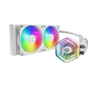 CoolerMaster MasterLiquid 240 Atmos White ARGB Close-Loop AIO - Enfriador líquido, bomba personalizada, ventiladores PWM Sickleflow Edge, radiador de 240 mm, CryoFuze, AMD Ryzen AM5/AM4, Intel LGA1700