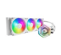 CoolerMaster MasterLiquid 360 Atmos White ARGB Enfriador líquido AIO de bucle cerrado, bomba personalizada, ventiladores PWM Sickleflow Edge, radiador de 360 mm, CryoFuze, AMD Ryzen AM5/AM4, Intel