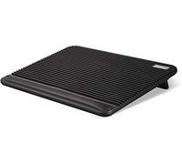 Coolertek - Almohadilla de refrigeración para ordenador portátil, con alimentación USB, 2 ventiladores grandes silenciosos LED azules, altura ajustable, soporte antideslizante para portátil con dos puertos USB 2.0, compatible con portátiles de 14 a 17 pulgadas, color negro (N2)