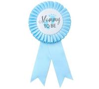 CoolerthingsDG - Pin de hojalata con texto en inglés "Mom to be", botón de baby shower, regalos para nueva mamá, revelaciones de género, fiesta, bebé, niño, roseta azul, celebración del bebé (azul