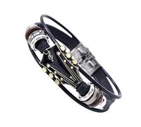 Cooles Herren Lederarmband Mit Gitarren-Element - Punk & Rock Armreif Aus PU-Leder & Zinklegierung | Musik-Schmuck Für Männer, Verstellbar 20,5cm, Ideal Für Street Dance, Freizeit & Geschenke