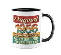 Coolgaga Taza de regalo de 70 cumpleaños, 1956 edición limitada, taza café como regalo cumpleaños para hombres y mujeres, mamá, papá, abuela, abuelo, tía, hermana