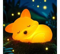 CoolGift Mart Luz nocturna de zorro, linda luz nocturna de silicona de zorro, regalos para niños, lámpara de zorro para niñas, niños, bebés, luz de animales con control táctil, temporizador y