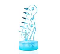 CoolGift Mart Luz nocturna para guitarra acústica y soporte para púas LED con control remoto y temporizador, lámpara de ilusión óptica 3D y pantalla de almacenamiento para púas, regalo para
