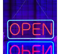 CoolGift Mart Open Neon Sign - Luz LED regulable para decoración de pared de tiendas, alimentación USB, decoración estética para cafetería, tienda de postres, bar, pub, fiesta de inauguración.