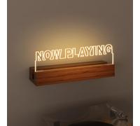 CoolGift Mart Soporte de Discos de Vinilo para Pared, Luces de Registro de Reproducción Actual, Exhibidor de Madera y Acrílico con Luces Blancas Cálidas para Álbumes, Decoración de Habitación, para