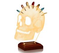 CoolGift Mart Soporte para púas de guitarra eléctrica, acrílico con forma de cabezal de guitarra eléctrica, Amarillo cálido, Calavera