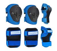 COOLGO Juego de Equipo de Protección para Niños, Codilleras Coderas Muñequeras 6 Pcs para Múltiples Deportes, Patines en Línea,Skate e Bicicleta (Pequeño para Niños de 15 a 40 kg) (Azul)