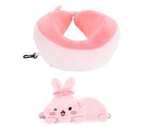COOLHIYA 1 Juego de Almohada para el Cuello con Antifaz: Almohada de Viaje en Forma de U con un Lindo Antifaz de Conejo - Cómoda y Portátil para Casa, Oficina, Siesta, Auto y Avión