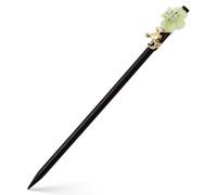 COOLHIYA 1pieza Horquilla de Madera con Diseño Floral para Adultos y Pasador para Pelo Femenino Negro Accesorio Delicado y Vintage para Recogidos y Uso Diario