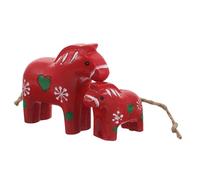 COOLHIYA 2 estatuas nórdicas de Caballo de Madera: Adorno de Escritorio de Caballo Dalecarliano - Decoración rústica en Miniatura de Arte Popular Sueco, pequeña Figura para Oficina