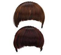 COOLHIYA 2 piezas de pinzas para flequillo, cabello humano francés para mujer, postizos, extensiones de flequillo frontal falso.