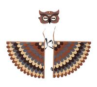 COOLHIYA Alas y máscara de búho para niños: capa de pájaro de fieltro para juegos de rol y fiestas de máscaras de Halloween.