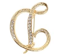 COOLHIYA Broche Divertido para Mujer de Aleación Dorada Diseño Creativo de Inicial, Resistente al Desvanecimiento Adecuado para Reuniones de Negocios y Fiestas