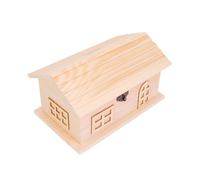 COOLHIYA Hucha de Madera Creativa para Ahorrar Dinero Forma de Casa Caja de Beige, Material Madera y Desarrollo de Inteligencia Adecuado para Manualidades Infantiles
