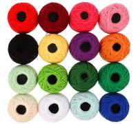 COOLHIYA Kit de Bordado 16 Rollos de Cotton Yarn para Coser y Arte Manual, Hilo para Bordar Multifunción de Algodón Color Aleatorio Fácil de Transportar